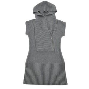 Guess Jeans Tunic Sweater Womens S Gray Hooded Asymmetrical Zip Y2K Grunge Goth